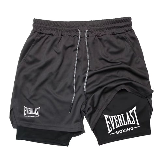 Men's Double-Layer Quick-Drying Sports Shorts by EVERLAST - Fashionable Basketball and Fitness Apparel