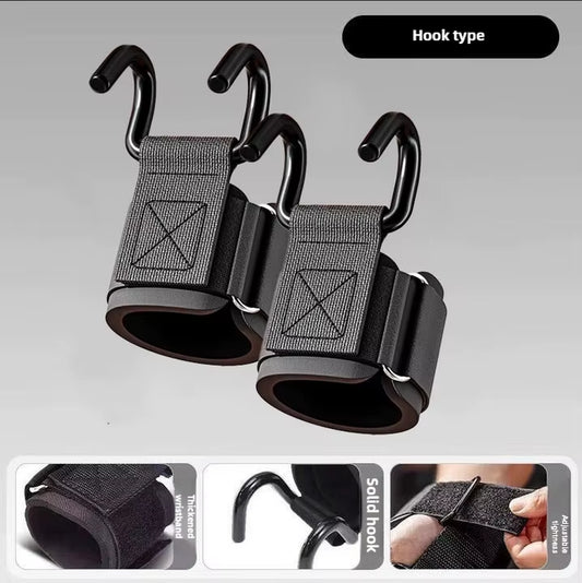Weight Lifting Hook Grips with Wrist Wraps Hand-Bar Wrist Strap Gym Fitness Hook Weight Strap Pull-Ups Power Lifting Gloves