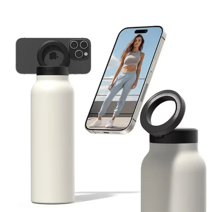 Insulated Sports Water Bottle with Magnetic Phone Holder and Built-In Stand Perfect Gym Workouts Outdoor Adventures and Travel