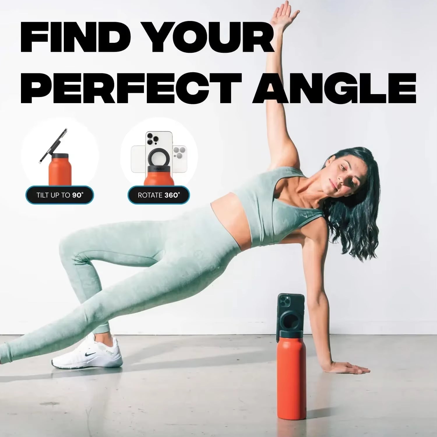 Insulated Sports Water Bottle with Magnetic Phone Holder and Built-In Stand Perfect Gym Workouts Outdoor Adventures and Travel